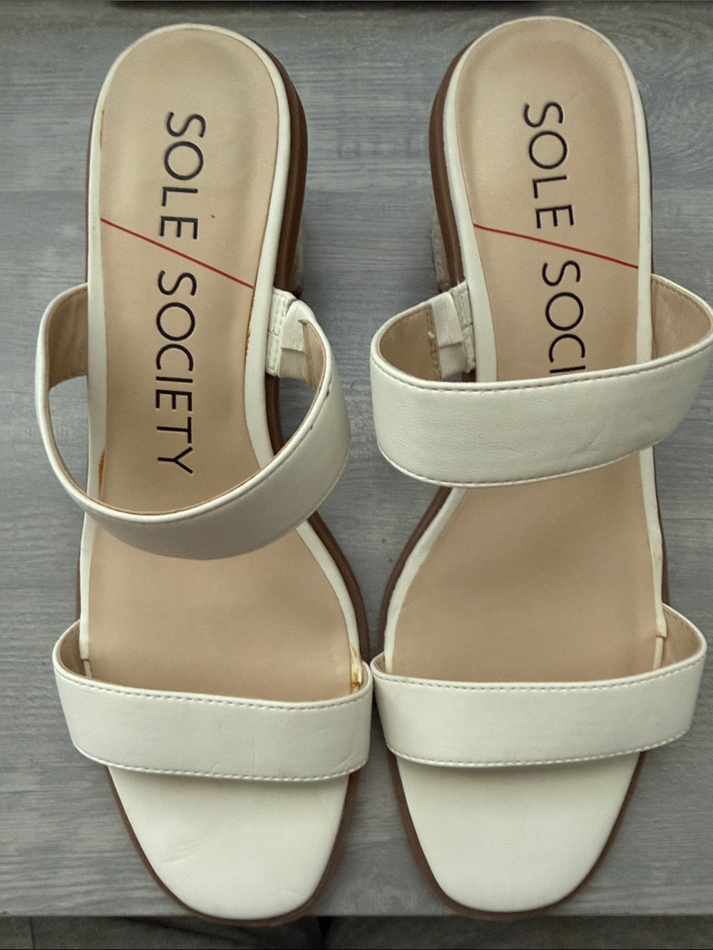 Sole Society sz 10 never worn Women's Cream Double-Strap Slide Sandals